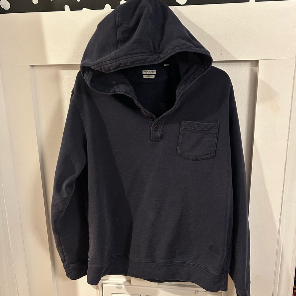 Oobe Brand Navy Hooded pullover button chest pocket  large